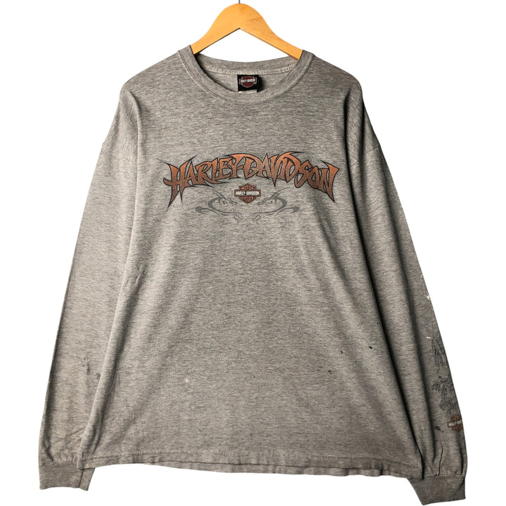 00'S Harley-Davidson Dragon Pattern Long T-shirt Made in USA Men's XL cotton gray type Vintage Second Hand