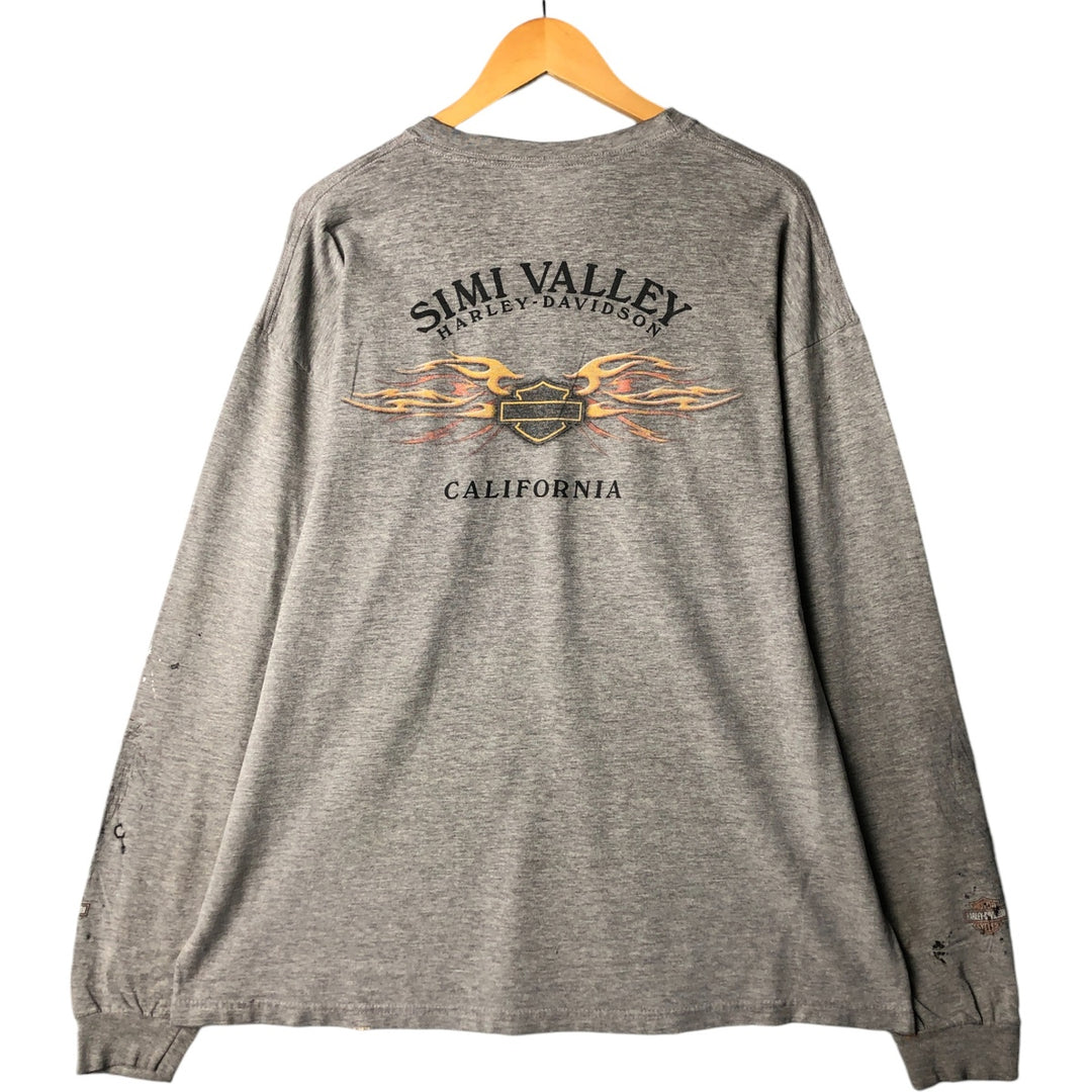 00'S Harley-Davidson Dragon Pattern Long T-shirt Made in USA Men's XL cotton gray type Vintage Second Hand