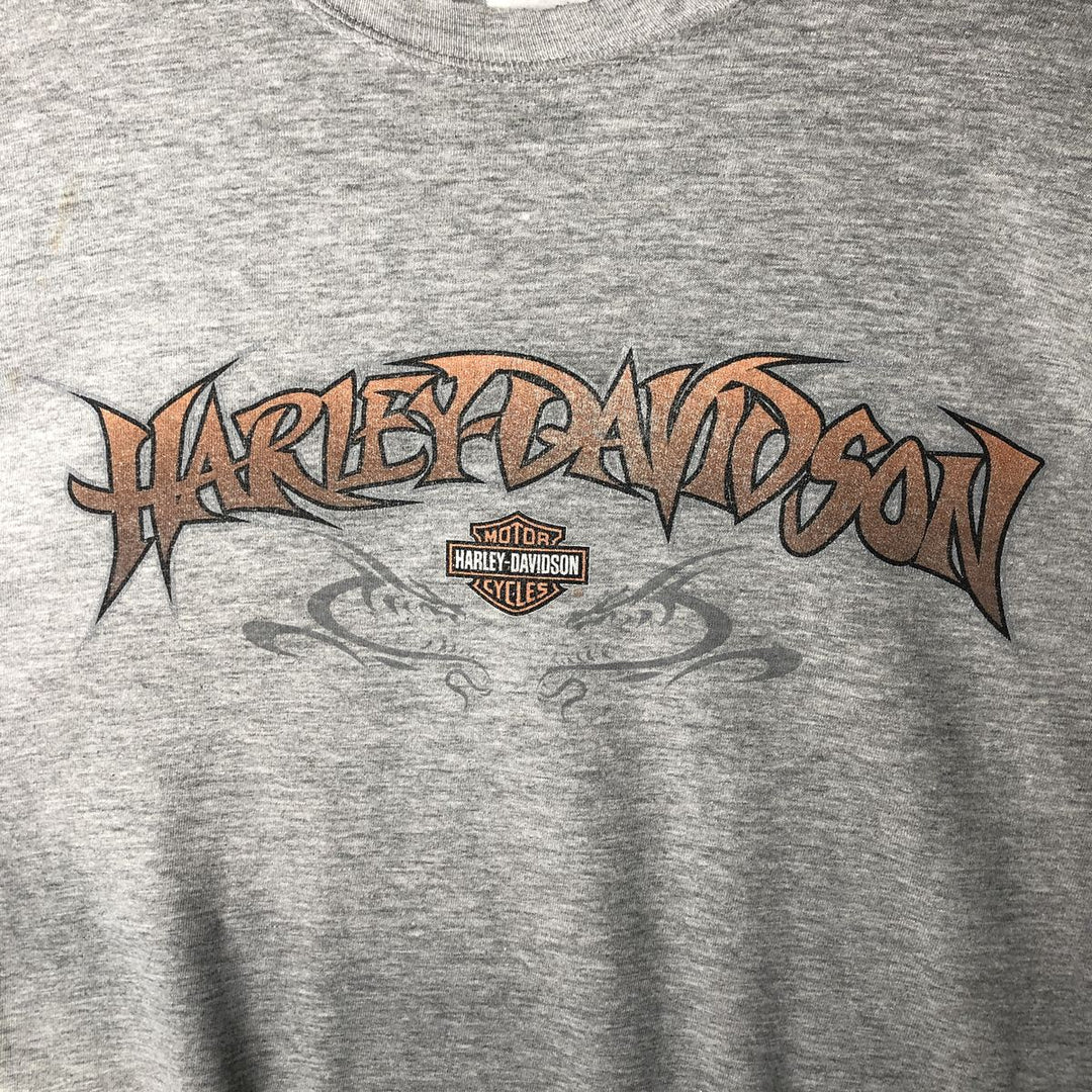 00'S Harley-Davidson Dragon Pattern Long T-shirt Made in USA Men's XL cotton gray type Vintage Second Hand