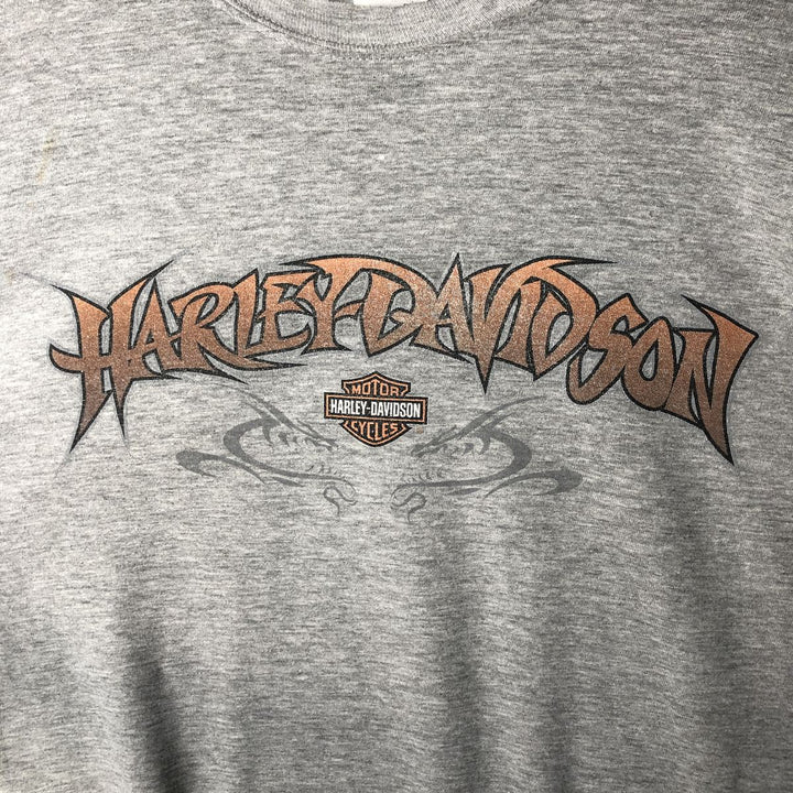 00'S Harley-Davidson Dragon Pattern Long T-shirt Made in USA Men's XL cotton gray type Vintage Second Hand