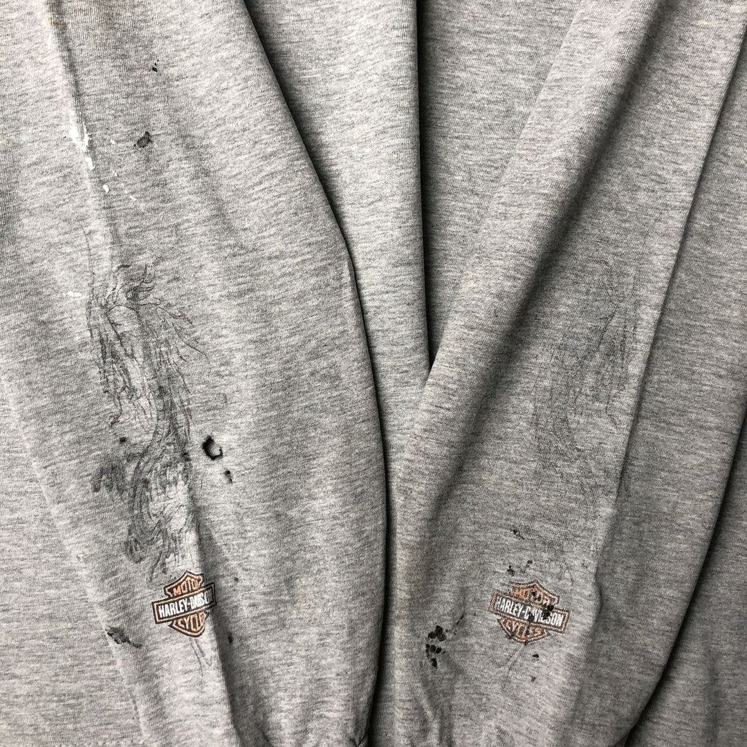 00'S Harley-Davidson Dragon Pattern Long T-shirt Made in USA Men's XL cotton gray type Vintage Second Hand