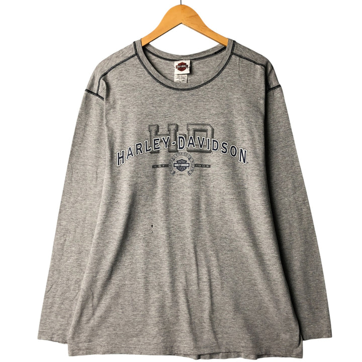 00'S Harley-Davidson Eagle Pattern Long T-shirt, Men's XL size cotton gray type Vintage Second Hand