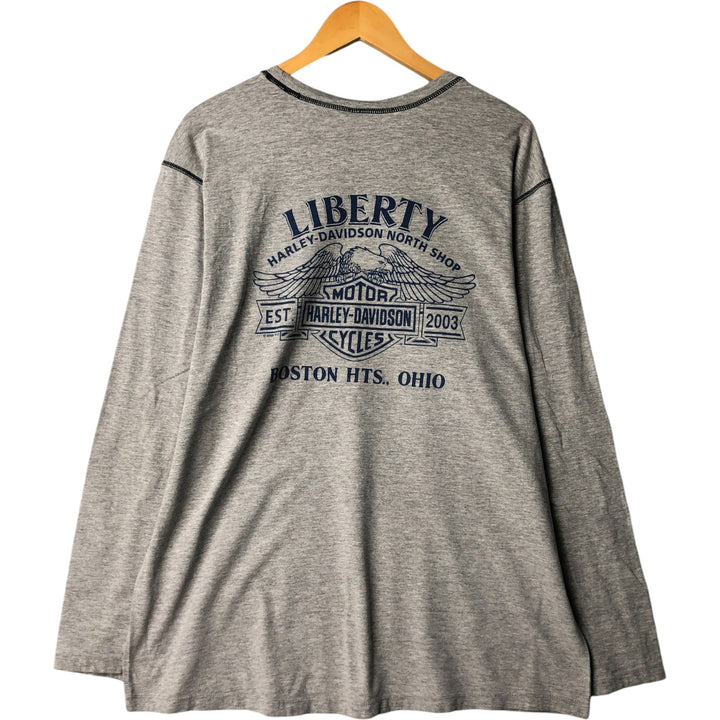 00'S Harley-Davidson Eagle Pattern Long T-shirt, Men's XL size cotton gray type Vintage Second Hand