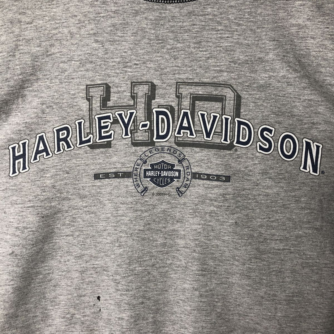 00'S Harley-Davidson Eagle Pattern Long T-shirt, Men's XL size cotton gray type Vintage Second Hand