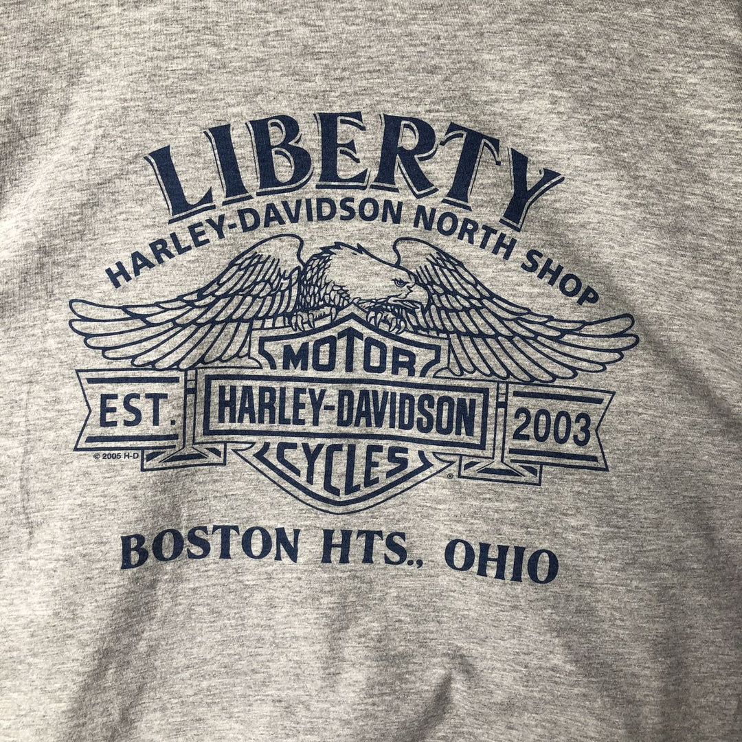 00'S Harley-Davidson Eagle Pattern Long T-shirt, Men's XL size cotton gray type Vintage Second Hand