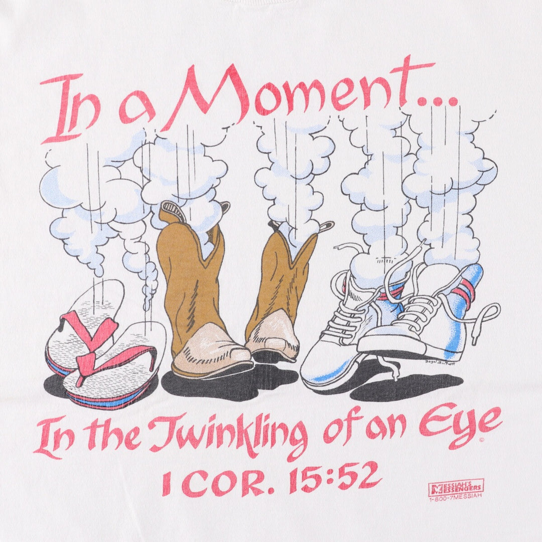 90'S Fruit of the Loom Letter to the Corinthians Message Print T-Shirt, Made in USA, Men's XL, Vintage cotton white type Vintage Second Hand