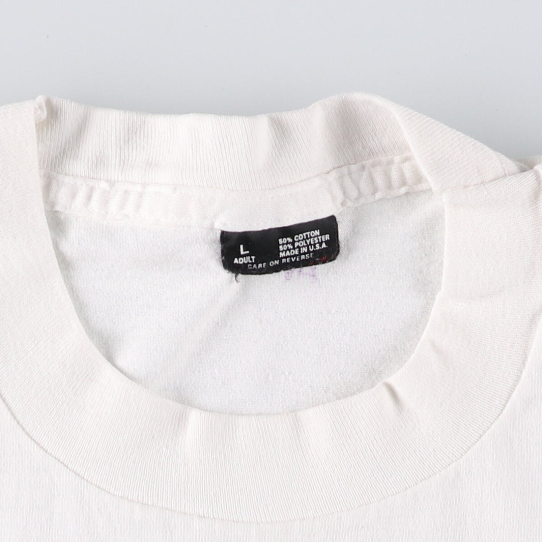 90'S Vintage Message Print T-Shirt, Made in USA, Men's Size L cotton white type Vintage Second Hand