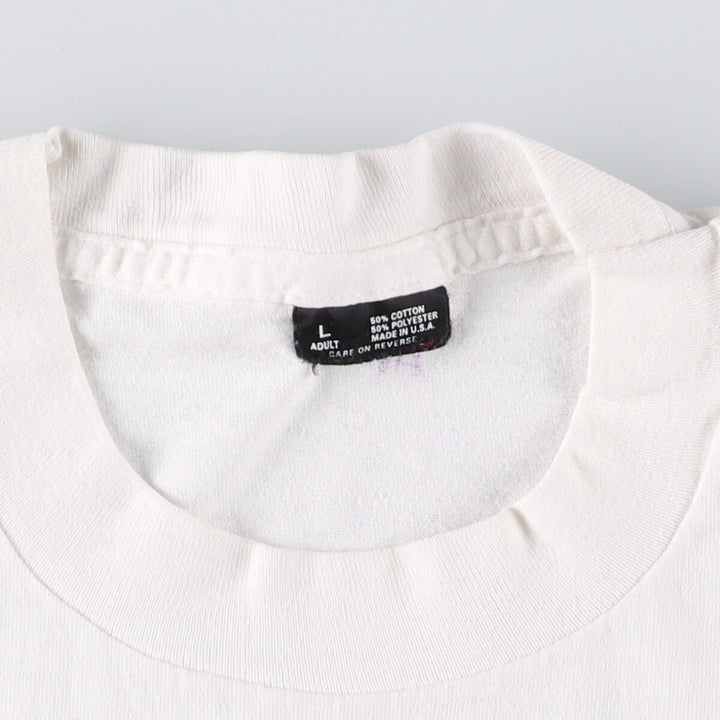 90'S Vintage Message Print T-Shirt, Made in USA, Men's Size L cotton white type Vintage Second Hand