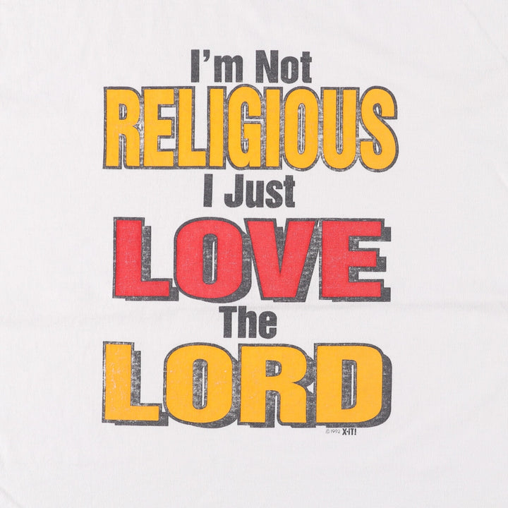90'S Vintage Message Print T-Shirt, Made in USA, Men's Size L cotton white type Vintage Second Hand