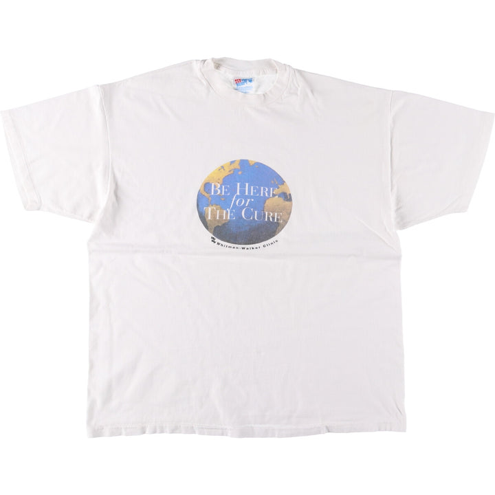 90'S Hanes Whitman Walker Clinic Printed T-Shirt, Made in USA, Men's XL Size, Vintage cotton white type Vintage Second Hand