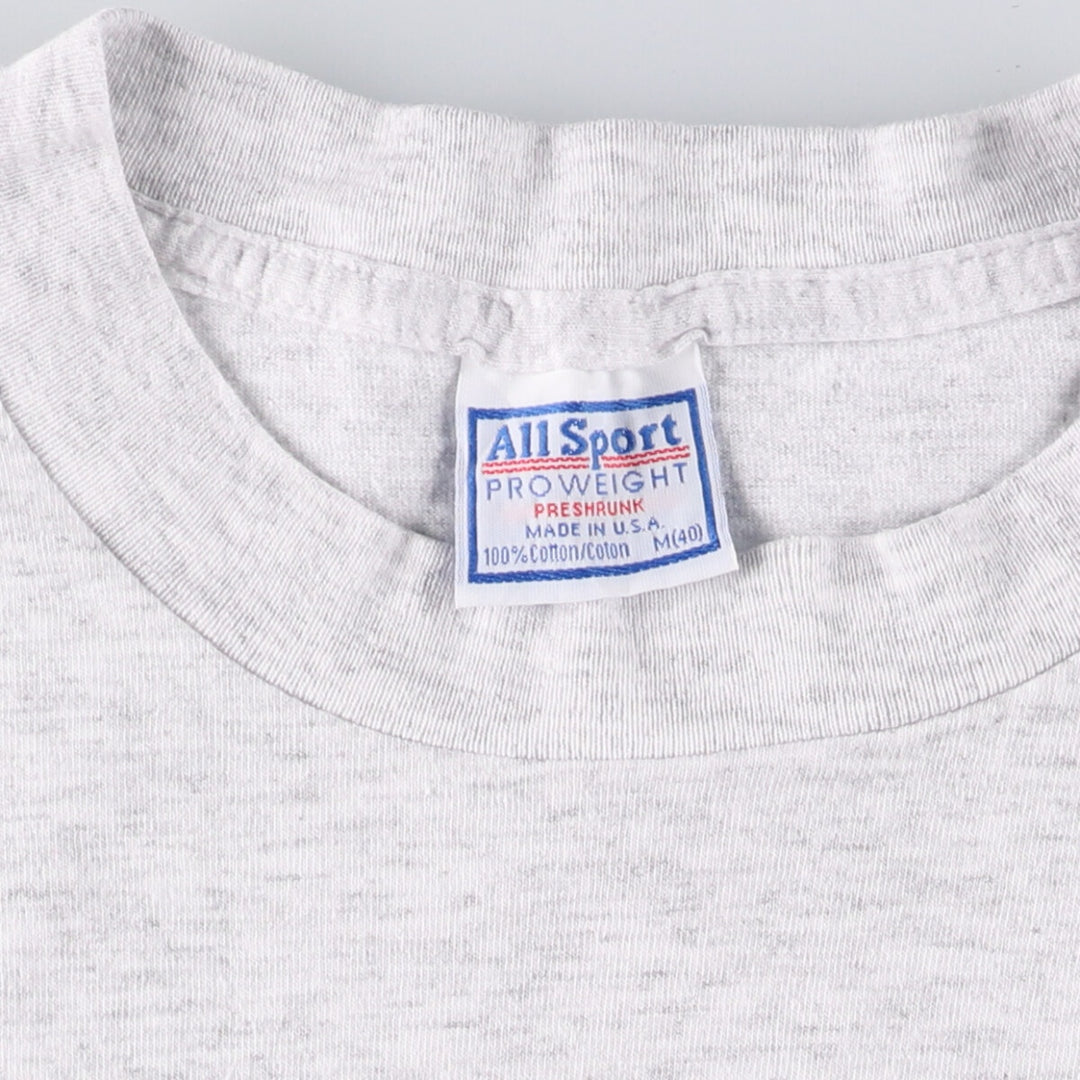 90'S All Sport Vintage Printed T-Shirt, Made in USA, Men's Size Medium cotton gray type Vintage Second Hand