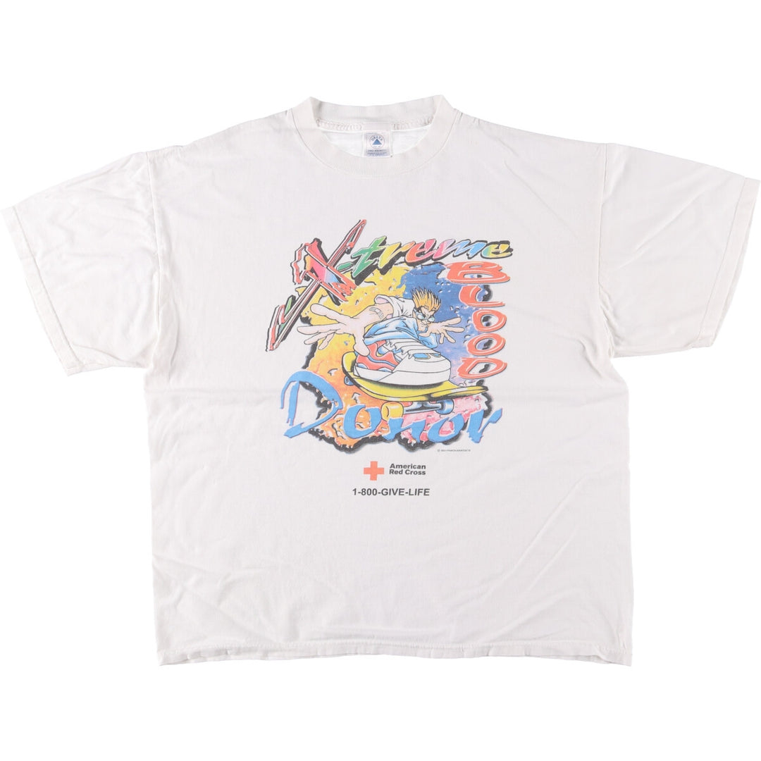 00'S Delta DELTA Printed T-shirt Men's XL size cotton white type Vintage Second Hand