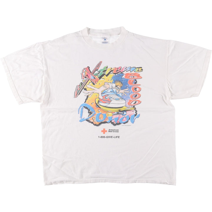 00'S Delta DELTA Printed T-shirt Men's XL size cotton white type Vintage Second Hand