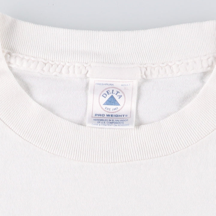 00'S Delta DELTA Printed T-shirt Men's XL size cotton white type Vintage Second Hand