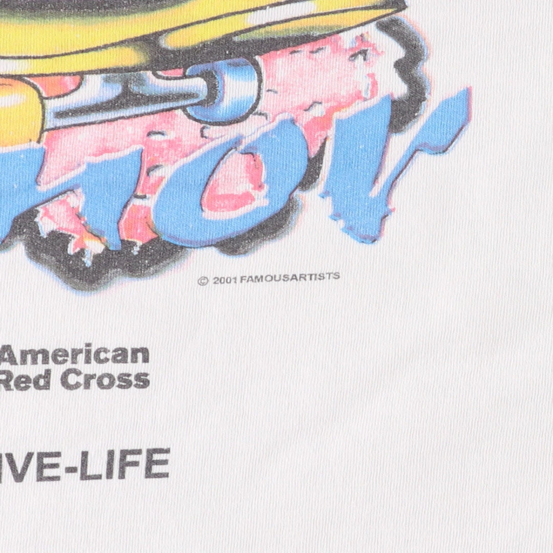00'S Delta DELTA Printed T-shirt Men's XL size cotton white type Vintage Second Hand