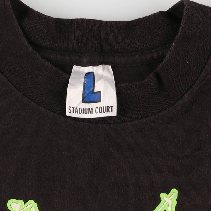 90'S STADIUM COURT Skull Pattern Print T-shirt Made in USA Men's L size Vintage cotton black type Vintage Second Hand