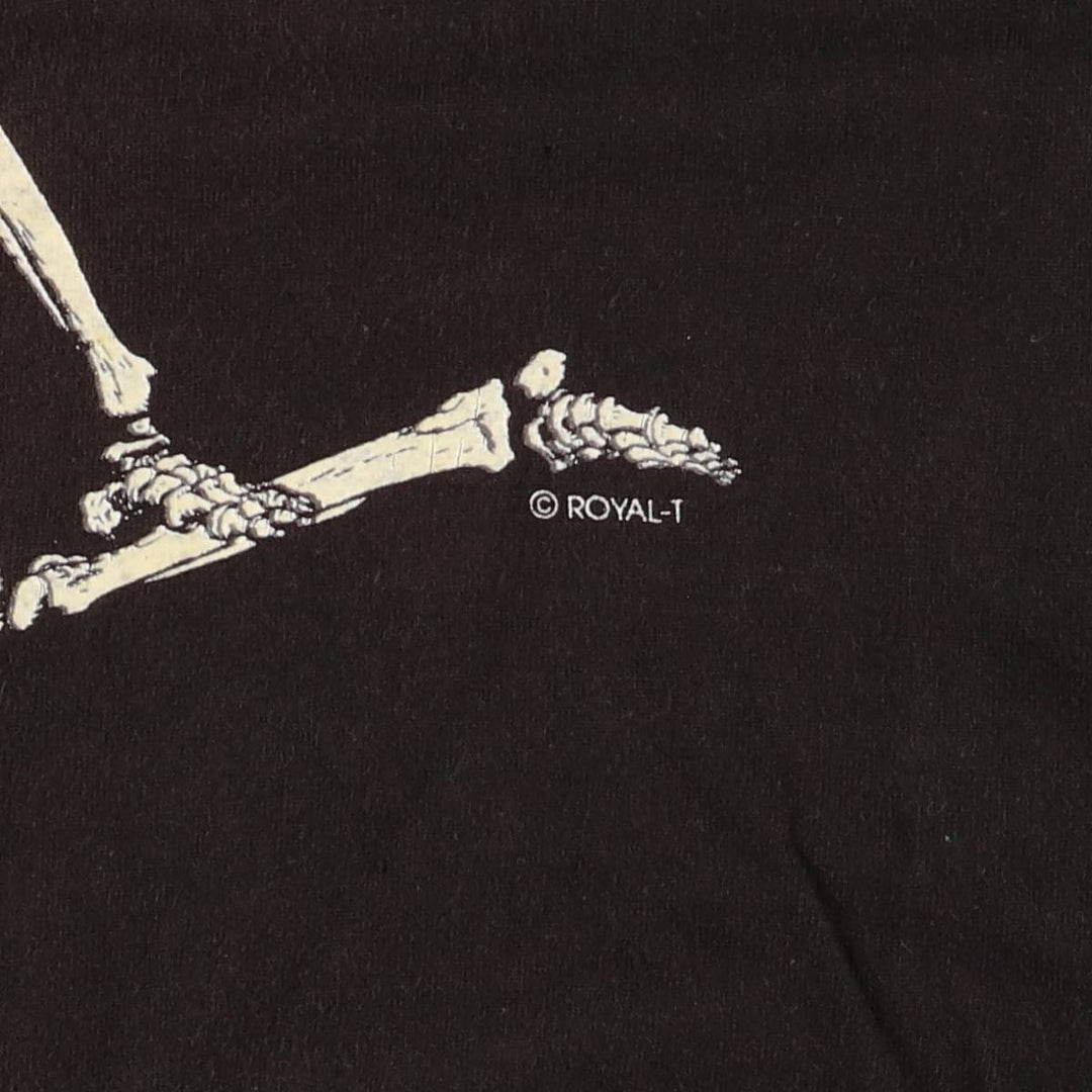 90'S STADIUM COURT Skull Pattern Print T-shirt Made in USA Men's L size Vintage cotton black type Vintage Second Hand