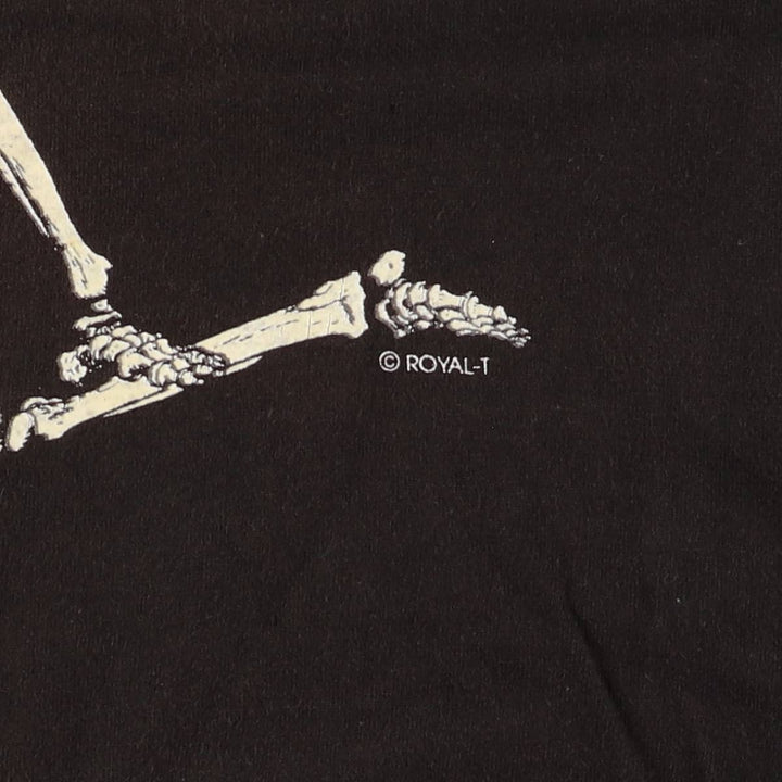 90'S STADIUM COURT Skull Pattern Print T-shirt Made in USA Men's L size Vintage cotton black type Vintage Second Hand