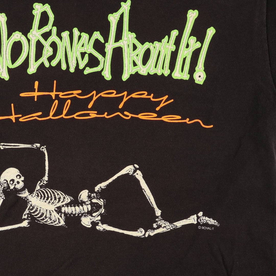 90'S STADIUM COURT Skull Pattern Print T-shirt Made in USA Men's L size Vintage cotton black type Vintage Second Hand