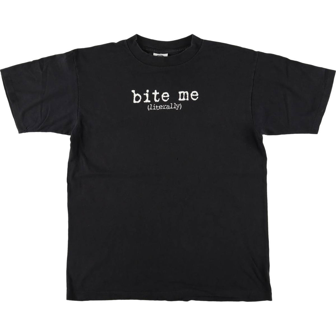 90'S BALZOUT message printed T-shirt, made in USA, men's size L, vintage cotton black type Vintage Second Hand