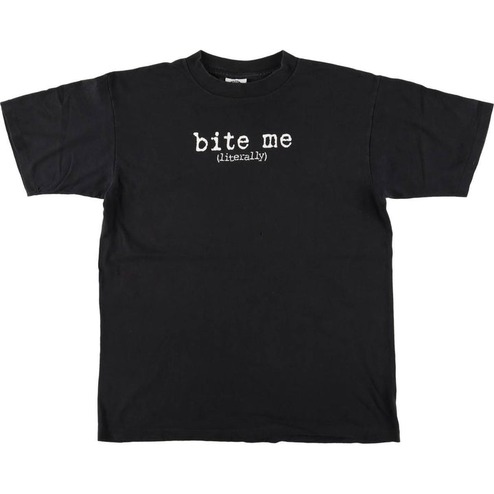 90'S BALZOUT message printed T-shirt, made in USA, men's size L, vintage cotton black type Vintage Second Hand