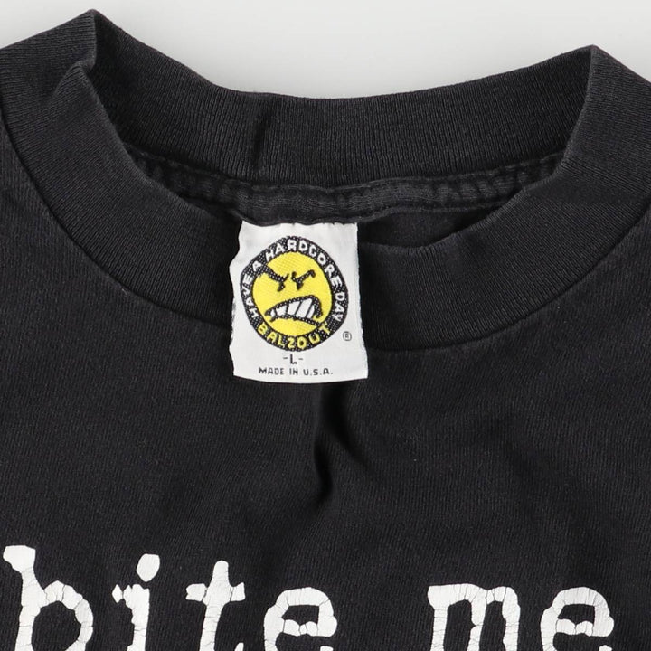 90'S BALZOUT message printed T-shirt, made in USA, men's size L, vintage cotton black type Vintage Second Hand