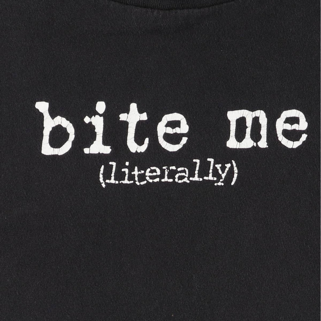 90'S BALZOUT message printed T-shirt, made in USA, men's size L, vintage cotton black type Vintage Second Hand