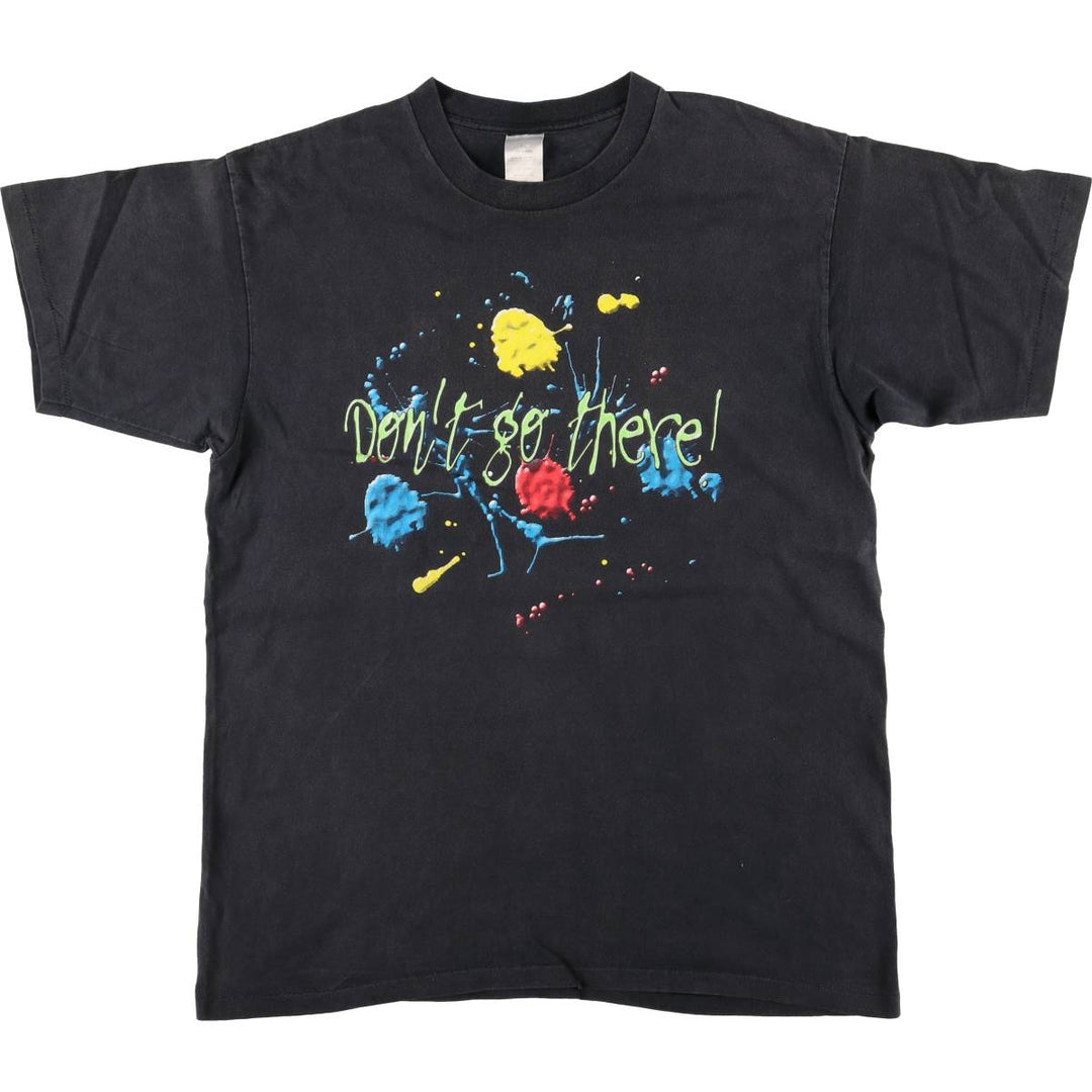 LOGOTEL Message Print T-shirt Made in USA Men's XL Vintage cotton black type Vintage Second Hand