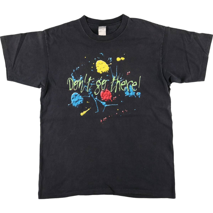 LOGOTEL Message Print T-shirt Made in USA Men's XL Vintage cotton black type Vintage Second Hand