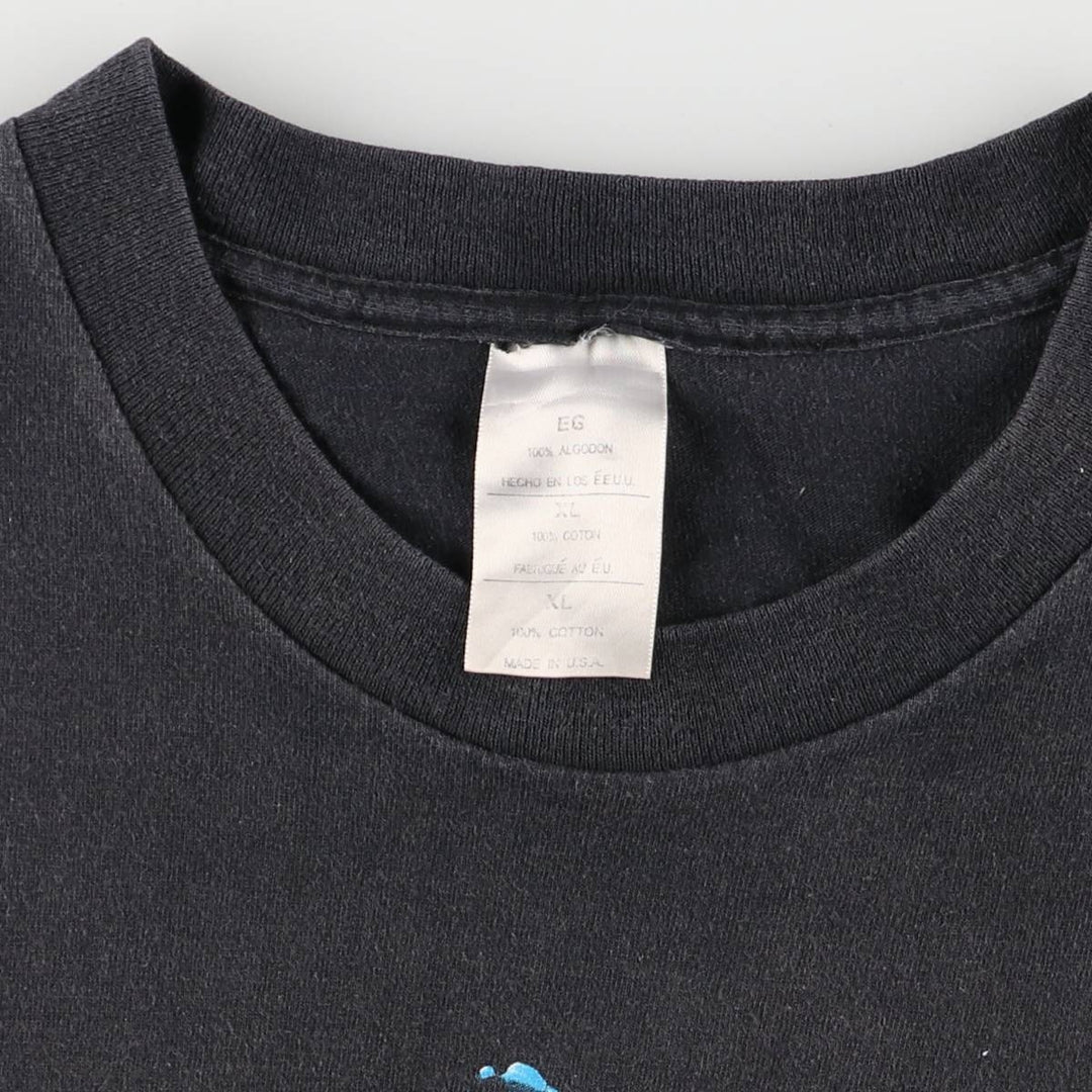 LOGOTEL Message Print T-shirt Made in USA Men's XL Vintage cotton black type Vintage Second Hand
