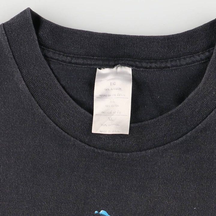 LOGOTEL Message Print T-shirt Made in USA Men's XL Vintage cotton black type Vintage Second Hand