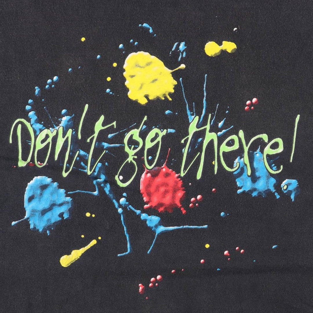 LOGOTEL Message Print T-shirt Made in USA Men's XL Vintage cotton black type Vintage Second Hand