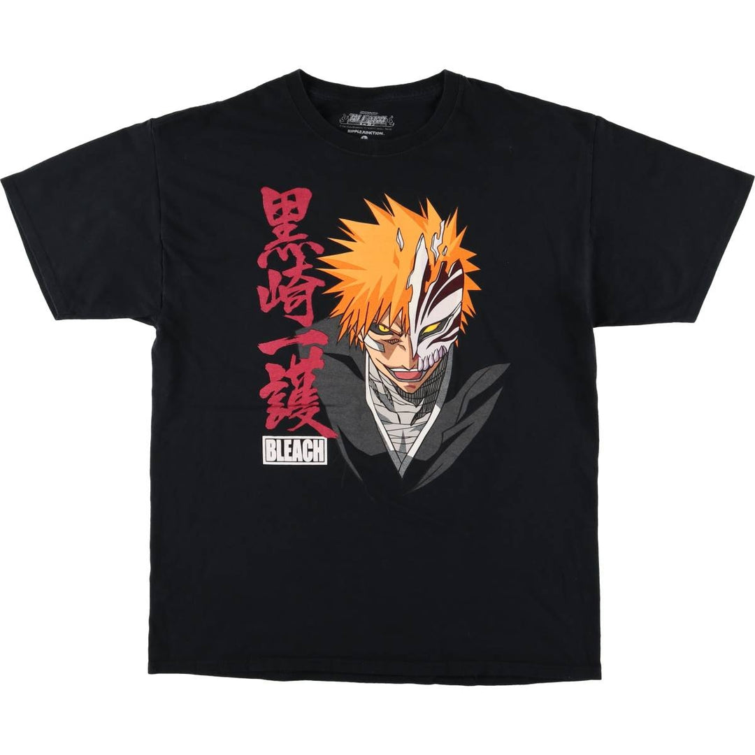 BLEACH Anime Character Print T-Shirt Men's Size L cotton black type Vintage Second Hand