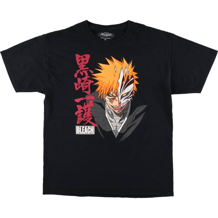 BLEACH Anime Character Print T-Shirt Men's Size L cotton black type Vintage Second Hand