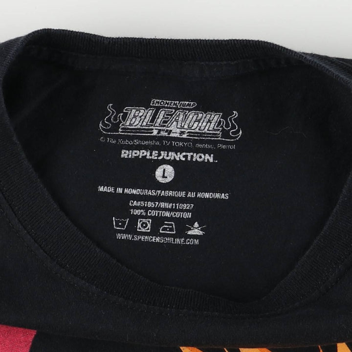 BLEACH Anime Character Print T-Shirt Men's Size L cotton black type Vintage Second Hand