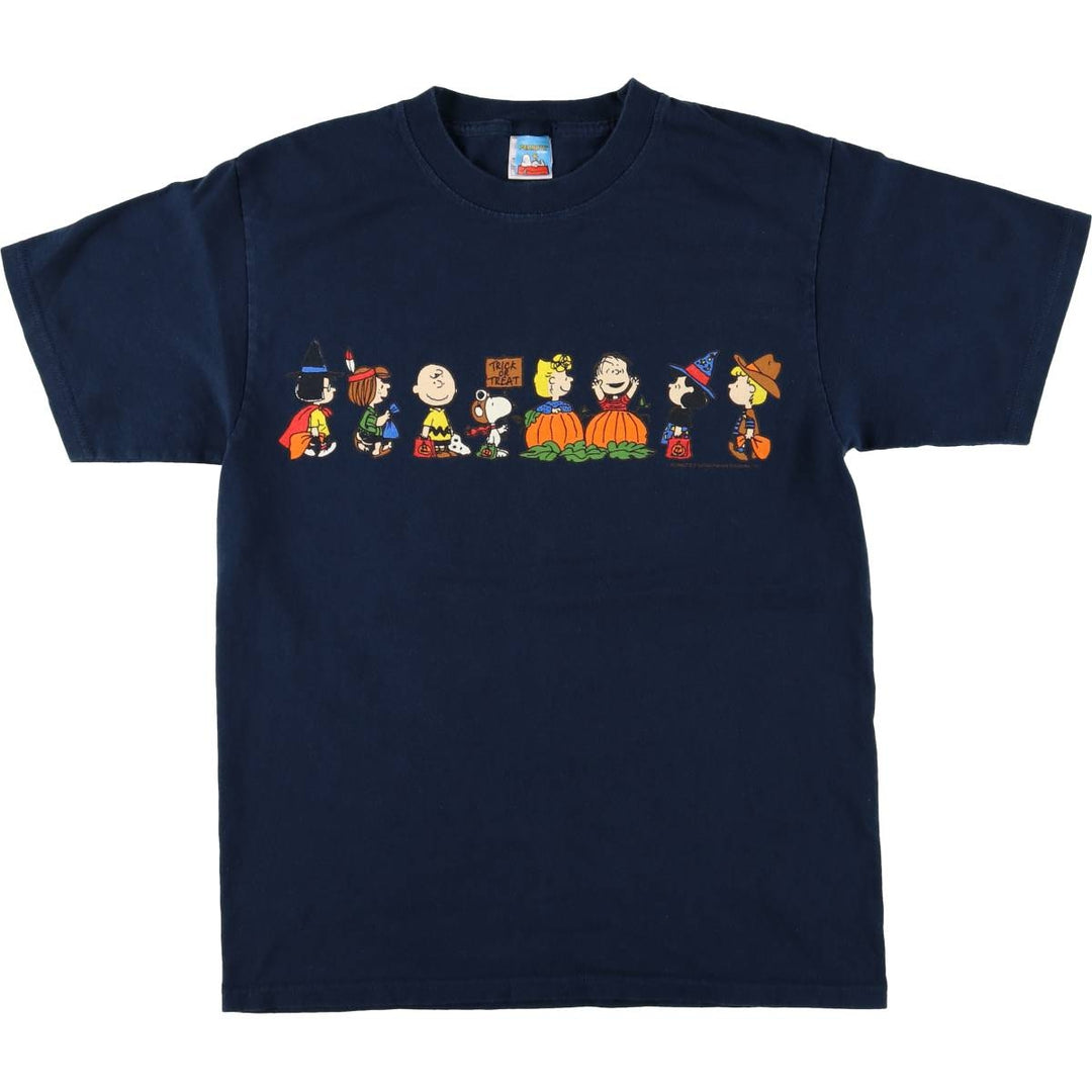 YAZBEK PEANUTS Character Print T-Shirt, Men's Size M cotton navy blue type Vintage Second Hand
