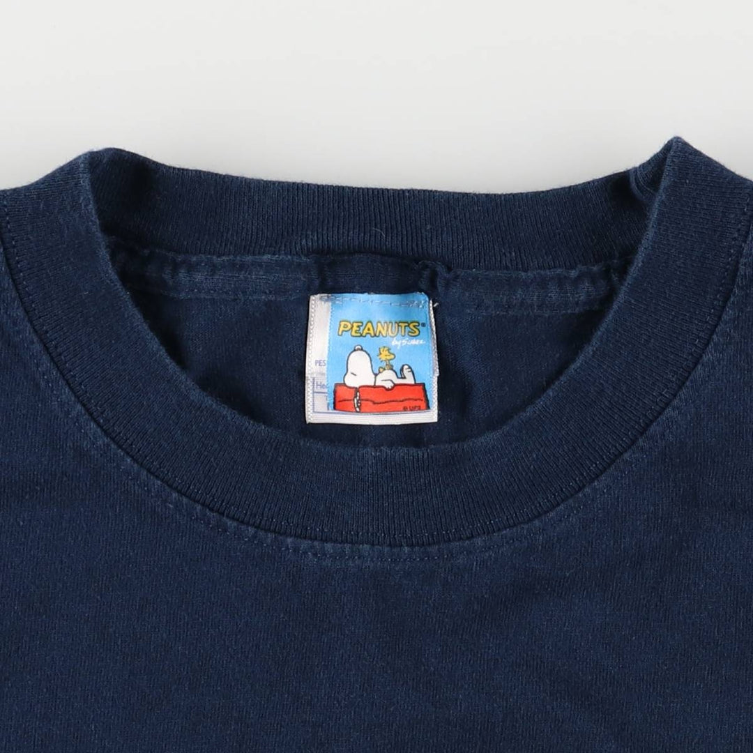 YAZBEK PEANUTS Character Print T-Shirt, Men's Size M cotton navy blue type Vintage Second Hand