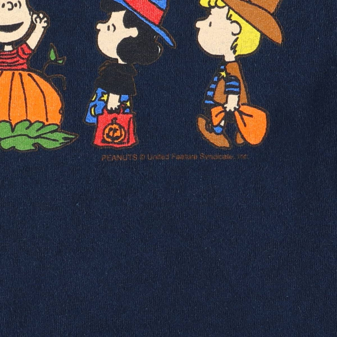 YAZBEK PEANUTS Character Print T-Shirt, Men's Size M cotton navy blue type Vintage Second Hand