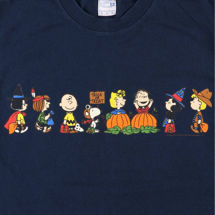 YAZBEK PEANUTS Character Print T-Shirt, Men's Size M cotton navy blue type Vintage Second Hand