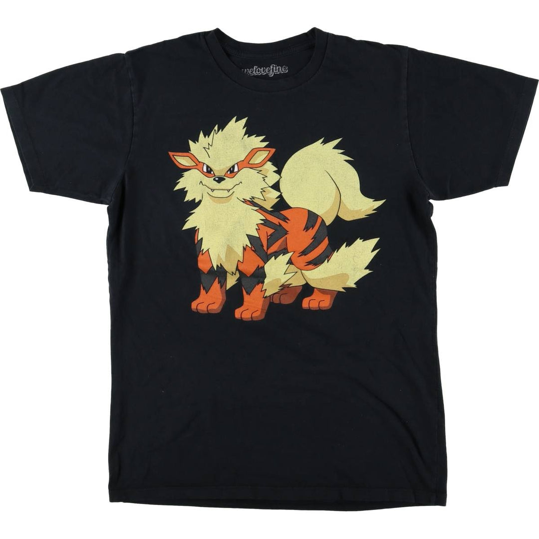 POKEMON Pokemon character print T-shirt, men's size M cotton black type Vintage Second Hand