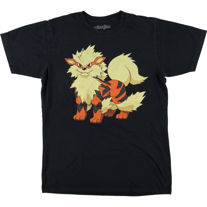 POKEMON Pokemon character print T-shirt, men's size M cotton black type Vintage Second Hand