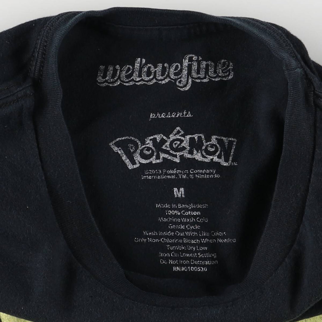 POKEMON Pokemon character print T-shirt, men's size M cotton black type Vintage Second Hand