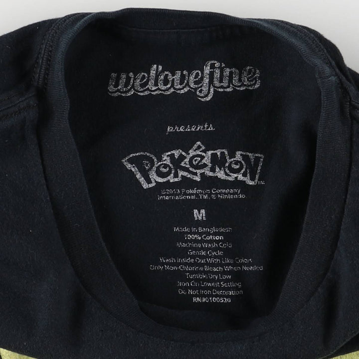 POKEMON Pokemon character print T-shirt, men's size M cotton black type Vintage Second Hand