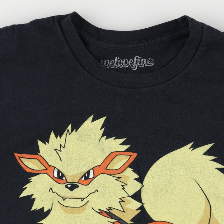 POKEMON Pokemon character print T-shirt, men's size M cotton black type Vintage Second Hand