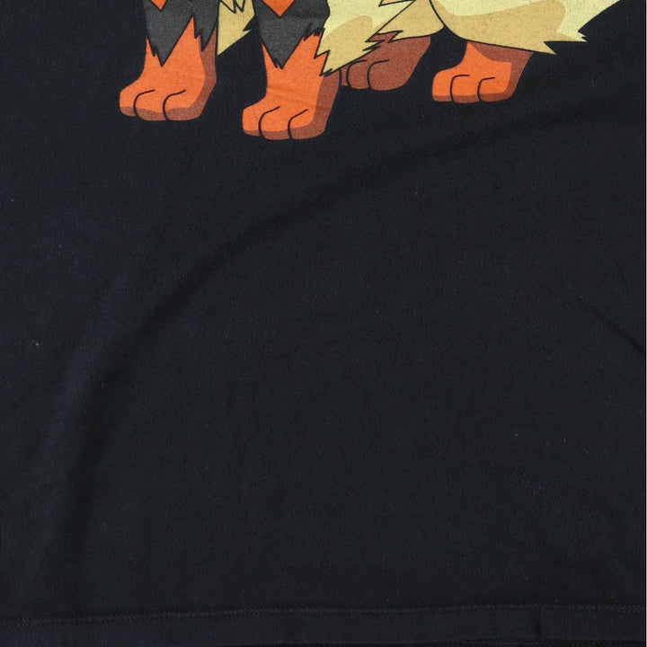 POKEMON Pokemon character print T-shirt, men's size M cotton black type Vintage Second Hand
