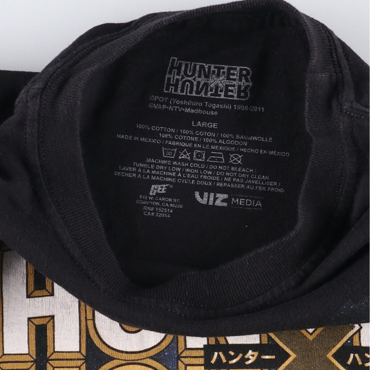 HUNTERxHUNTER Anime Character Print T-Shirt, Men's Size L cotton black type Vintage Second Hand