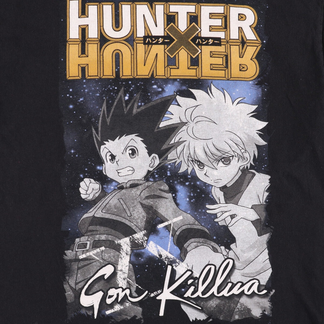 HUNTERxHUNTER Anime Character Print T-Shirt, Men's Size L cotton black type Vintage Second Hand