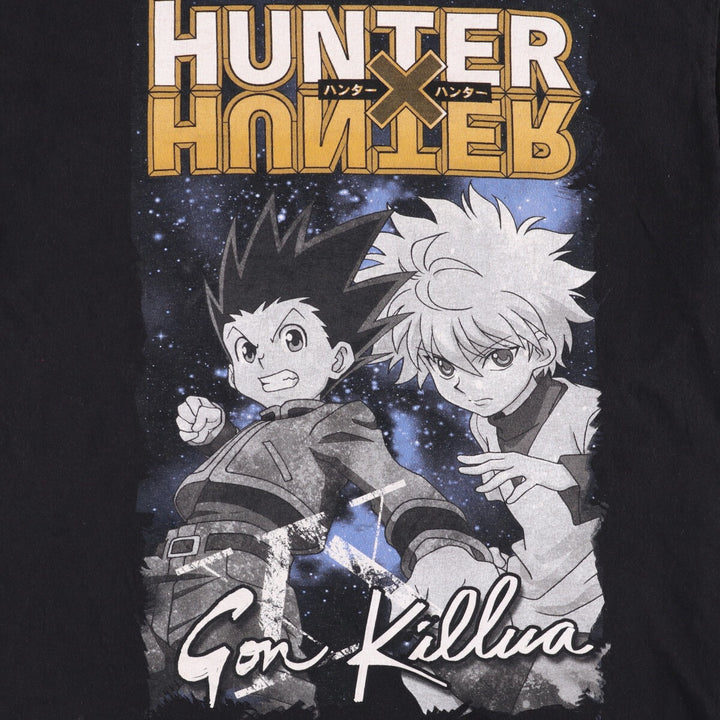 HUNTERxHUNTER Anime Character Print T-Shirt, Men's Size L cotton black type Vintage Second Hand