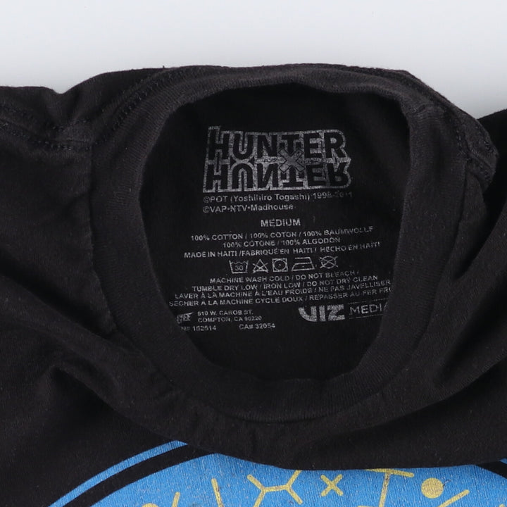 HUNTERxHUNTER Anime Character Print T-Shirt, Men's Size M cotton black type Vintage Second Hand