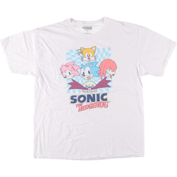 SONIC Sonic character print T-shirt Men's XL size cotton white type Vintage Second Hand